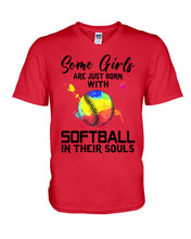 Load image into Gallery viewer, Some Girl Are Just With Softball In Their Souls Gift For Softball Lovers Guys V-Neck
