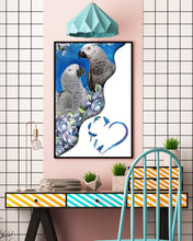 Load image into Gallery viewer, Magical Gray Couple African Parrot Gift For Bird Lovers Vertical Poster
