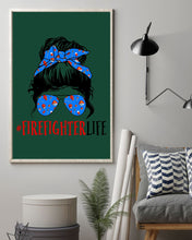 Load image into Gallery viewer, Firefighter Make You Life Safe Lady With Blue Ribbonhead Gift For Women Vertical Poster
