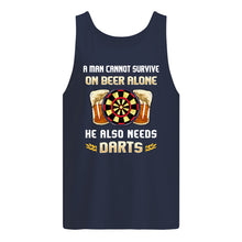 Load image into Gallery viewer, A Man Cannot Survive On Beer Alone He Also Needs Darts Trending Unisex Tank Top
