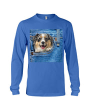 Load image into Gallery viewer, Australian Shepherd In Denim Pocket Gift For Dog Lovers Unisex Long Sleeve
