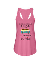 Load image into Gallery viewer, Je Suis Une Femme Simple J'aime Le Camping Car Et L'apero Ladies Flowy Tank
