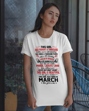 Load image into Gallery viewer, This Girl Has Fought A Thousand This Girl Was Born In March Guys Tee
