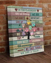 Load image into Gallery viewer, In This Classroom We Are Team Owl Teacher Gift Idea Matte Canvas
