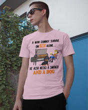 Load image into Gallery viewer, A Man Loves Beer And Dachshund Gift For Dog Lovers Guys Tee
