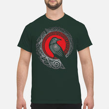 Load image into Gallery viewer, Raven Viking Culture Celtic Design Gray And Red Guys Tee
