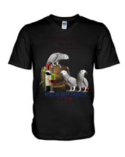 Load image into Gallery viewer, Everything Will Be Just Fine African Grey Parrot And Wine Gift For Bird Lovers Guys V-Neck
