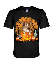 Load image into Gallery viewer, Chihuahua Book Pumpkin Halloween Gift For Dog Lovers Guys V-Neck
