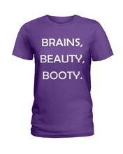 Load image into Gallery viewer, Brains Beauty Booty Special Custom Design Ladies Tee
