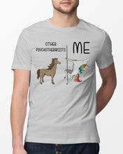 Load image into Gallery viewer, Funny Difference Between Me And Other Psychotherapists Unicorn And Horse Guys Tee
