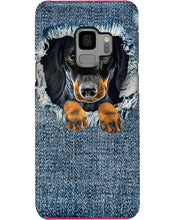 Load image into Gallery viewer, Blue Phone Case With Dachshund Face Gift For Dachshund Lovers Phone case
