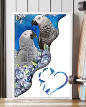 Load image into Gallery viewer, Magical Gray Couple African Parrot Gift For Bird Lovers Vertical Poster
