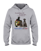 Load image into Gallery viewer, Everything Will Be Just Fine As Long As There Are Great Dane And Wine Gift For Dog Lovers Hoodie
