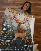 Load image into Gallery viewer, This Old Hunter Will Have Your Back Deer Mom Gift For Son Sherpa Blanket
