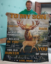 Load image into Gallery viewer, This Old Hunter Will Have Your Back Deer Mom Gift For Son Sherpa Blanket
