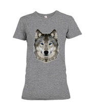 Load image into Gallery viewer, Wolf's Face Simple  Unique Custom Design For Animal Lovers Ladies Tee
