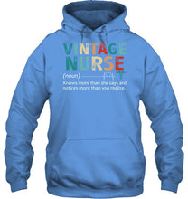 Load image into Gallery viewer, Vintage Nurse Knows More Than She Says And Notices More Than You Realize Hoodie
