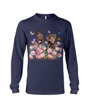 Load image into Gallery viewer, German Wirehaired Pointer With Peonies Gift For Dog Lovers Unisex Long Sleeve
