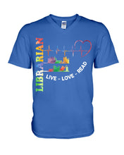 Load image into Gallery viewer, Librarian Live Love Read Special Custom Design Guys V-Neck
