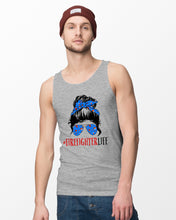Load image into Gallery viewer, Firefighter Make You Life Safe Lady With Blue Ribbonhead Gift For Women Unisex Tank Top
