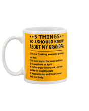 Load image into Gallery viewer, 5 Things You Should Know About My April Grandpa For Birthday Gift Mug
