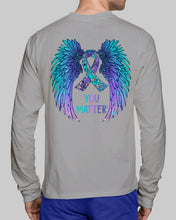Load image into Gallery viewer, You Matter Ribbon Awareness With Angel Wings Unisex Long Sleeve
