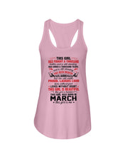 Load image into Gallery viewer, This Girl Has Fought A Thousand This Girl Was Born In March Ladies Flowy Tank
