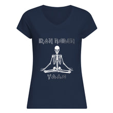 Load image into Gallery viewer, Yoga Iron Skeleton Dark Blue Background Gift For Men Ladies V-Neck
