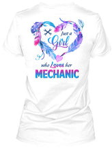 Load image into Gallery viewer, Vintage Funny Just A Girl Who Loves Her Mechanic Ladies V-Neck
