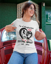 Load image into Gallery viewer, Maryland Girl Loves Boots Horse And Wine  For Personalized Nation Gift Ladies Tee
