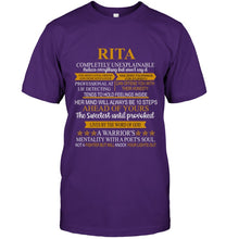 Load image into Gallery viewer, Rita Custom Name Gift A Warrior's Mentality With A Poet's Soul Guys Tee

