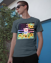 Load image into Gallery viewer, Pig America Flag Sunflower Special Custom Design Guys Tee
