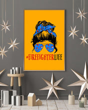 Load image into Gallery viewer, Firefighter Make You Life Safe Lady With Blue Ribbonhead Gift For Women Vertical Poster
