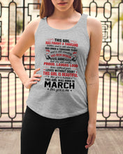 Load image into Gallery viewer, This Girl Has Fought A Thousand This Girl Was Born In March Ladies Flowy Tank

