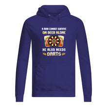 Load image into Gallery viewer, A Man Cannot Survive On Beer Alone He Also Needs Darts Trending Hoodie

