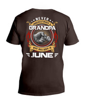 Load image into Gallery viewer, Never Underestimate   A June  Grandpa Trending For Birthday Gift Guys V-Neck
