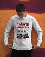Load image into Gallery viewer, A Stubborn Son Of A Freaking Awesome Mom I Love Her Gift For Mama Unisex Long Sleeve
