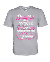 Load image into Gallery viewer, Daughter Of A Veteran Freedom Isn't Free Gift For Daughter Guys V-Neck
