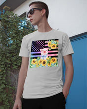 Load image into Gallery viewer, Pig America Flag Sunflower Special Custom Design Guys Tee
