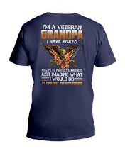 Load image into Gallery viewer, A Veteran Grandpa I Have Risked  Special Custom Design Guys V-Neck
