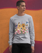 Load image into Gallery viewer, Peonies Garden Butterflies Pomeranian Gift For Dog Lovers Unisex Long Sleeve
