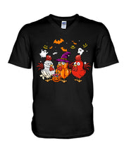 Load image into Gallery viewer, Chicken Pumpkin Smile Happy Halloween Gift For Friends Guys V-Neck
