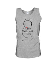 Load image into Gallery viewer, Life Better With Cats  Unique Custom Design For Cat Lovers Unisex Tank Top
