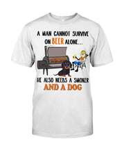 Load image into Gallery viewer, A Man Loves Beer And Dachshund Gift For Dog Lovers Guys Tee
