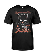 Load image into Gallery viewer, Les Dames Au Chats Vrais Sont Nees En Juillet Guys Tee
