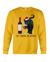 Load image into Gallery viewer, Cat Drink And Be Merry Meaningful Gift For Women Sweatshirt
