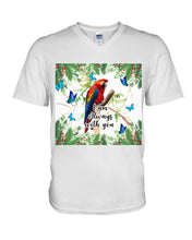 Load image into Gallery viewer, Scarlet Macaw With Butterflies I Am Always With You Gift For Lover Guys V-Neck
