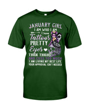 Load image into Gallery viewer, January Girl Has Tattoos Pretty Eyes Thick Thighs For Birthday Gift Guys Tee
