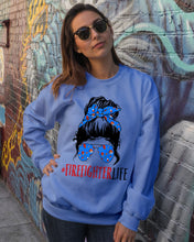 Load image into Gallery viewer, Firefighter Make You Life Safe Lady With Blue Ribbonhead Gift For Women Sweatshirt
