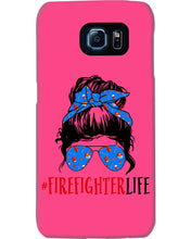 Load image into Gallery viewer, Firefighter Make You Life Safe Lady With Blue Ribbonhead Gift For Women Phone case
